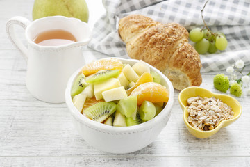 Bowl of fruit salad.