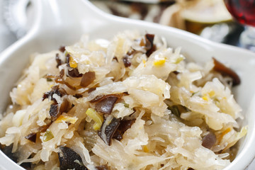 Pickled cabbage and mushroom salad