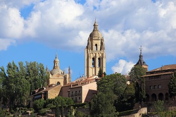 Fototapeta na wymiar Segovia, Spain. Gothic cathedral in sunny day