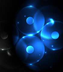 Blurred glowing circles, digital abstract background