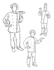 Chef line art 01, vector, illustration. Good use for symbol, logo, web icon, mascot, sign, or any design you want.