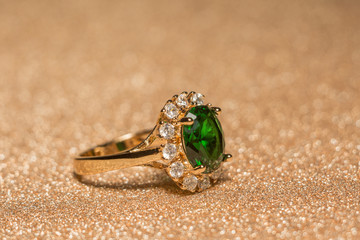 Golden Ring with Emerald