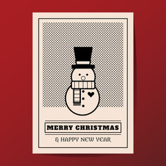 Merry Christmas vector minimal style greeting card.