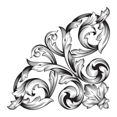 Classical baroque ornament vector 