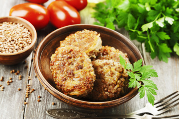 Vegetarian cutlets of  buckwheat