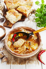 Cabbage soup and pie