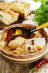 Cabbage soup and pie