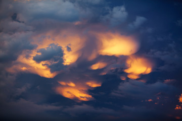 Fototapeta na wymiar Tropical Storm Cloud Sunset Detail