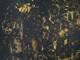 Gold grunge texture brush on Black color Abstract background