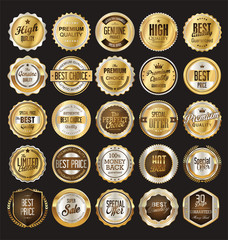 Retro vintage badge and label gold and silver collection