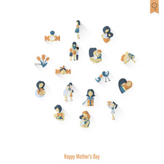 Fototapeta premium Happy Mothers Day Icons