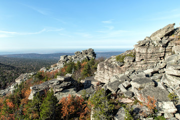 Fototapeta na wymiar Rocks of irregular shape. Flagstone