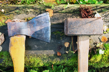 sledge hammer and ax