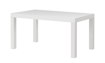 White blank rectangular table mockup isolated. Vector illustration
