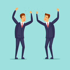 Businessmen scream at each other. Flat design vector illustration.