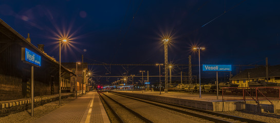 Fototapeta na wymiar Veseli nad Luznici night station in autumn