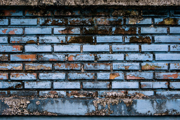 old blue grungy brick wall use as background