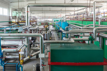 Modern factory boiler room.