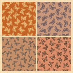 Butterfly vector illustration on a seamless pattern background