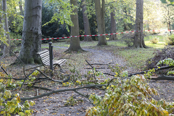 Sturmschaden, Absperrung, Park, Weg,