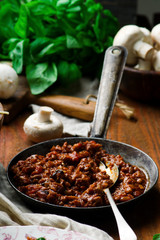 MUSHROOM and  WALNUT SPICY  BOLOGNESE