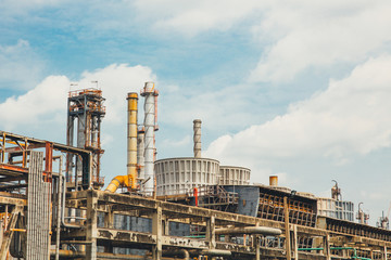 Industrial zone,The equipment of oil refining,Close-up of industrial pipelines of an oil-refinery...
