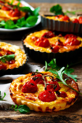 roasted cherry tomato and  goat's cheese quiche.