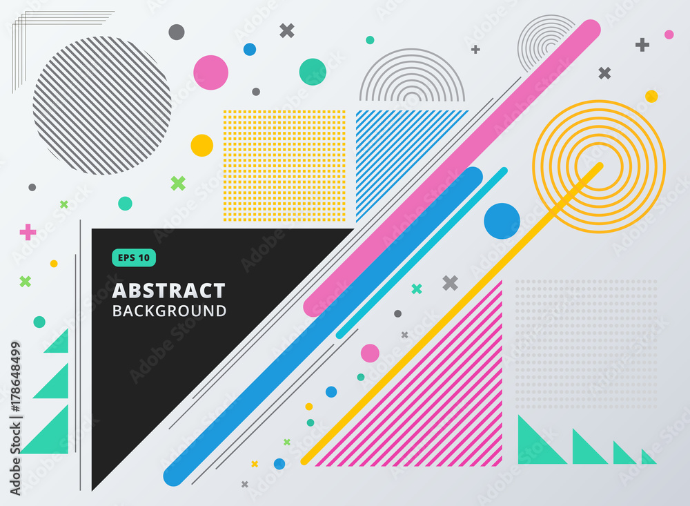 Poster abstract geometric composition forms modern background with colorful decorative triangles and patter
