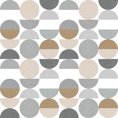 Modern vector abstract seamless geometric pattern with semi circles and circles in retro scandinavian style - obrazy, fototapety, plakaty