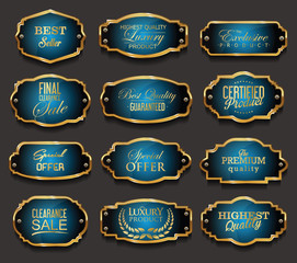 Retro vintage badge and label gold and silver collection