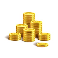 Bitcoin golden coins pile stacks internet virtual crypto currency vector icon