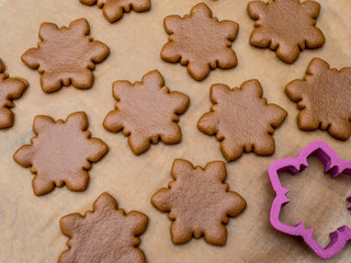 Christmas baking. Making gingerbread christmas cookies. Christmas concept.