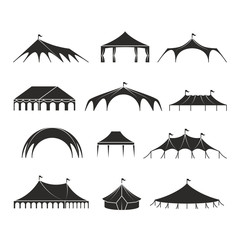 Outdoor shelter tent, event pavilion tents vector icons © MicroOne