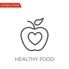 Healthy Food Thin Line Vector Icon. Flat Icon Isolated on the White Background. Editable Stroke EPS file. Vector illustration.