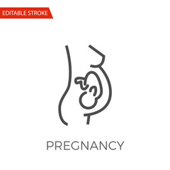Pregnancy Thin Line Vector Icon. Flat Icon Isolated on the White Background. Editable Stroke EPS file. Vector illustration.