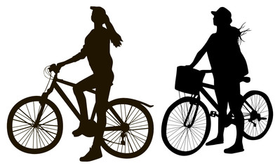 Fototapeta premium Girl On A Bike Silhouettes