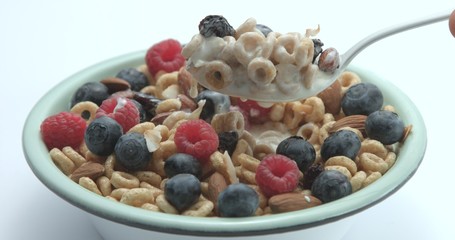 bowl with corn rings and berries healthy breakfast