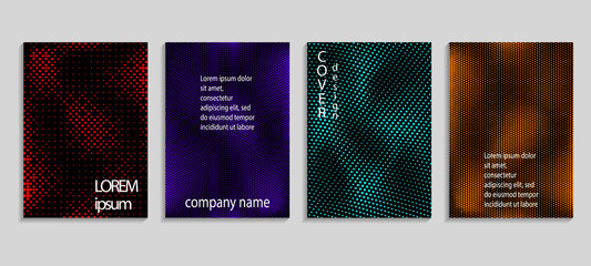 Minimalistic abstract vector halftone cover design template. Future geometric gradient background. Vector templates for placards, banners, flyers, presentations and reports