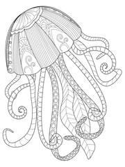 Jellyfish coloring raster for adults