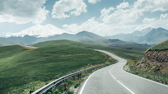 Scenic Serpentine Road To Mount Elbrus