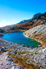 Obraz premium biggest lake in Triglav Lakes Valley in autumn, Slovenia