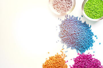 Plastic granules close up for holding,Colorful plastic granules background,Plastic Business.