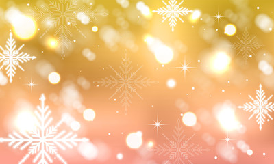 Fototapeta na wymiar Abstract vector blurred background with winter design, stars, glowing elements and snowflakes.