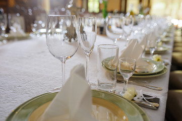 close up wine glasses on the table