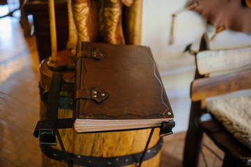 Old antique book with leather cover