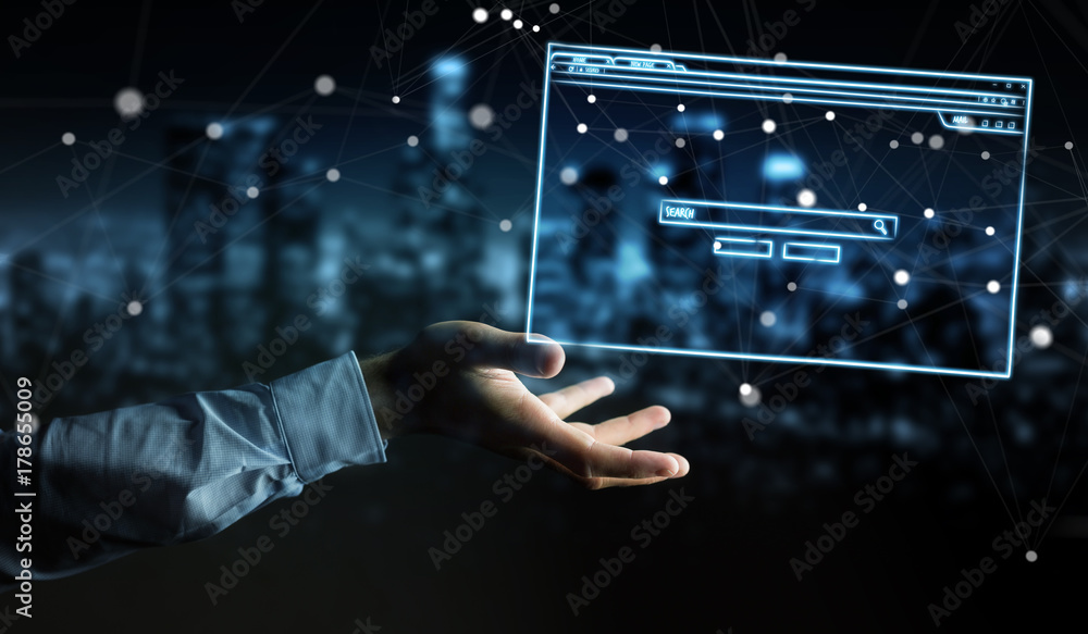 Canvas Prints businessman holding and touching a website page sketch