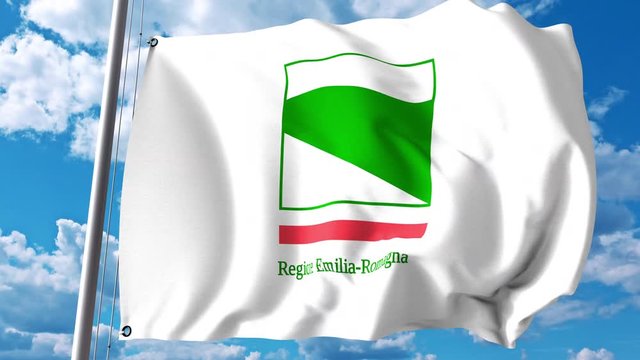 Waving flag of Emilia-Romagna, a region of Italy