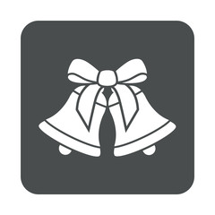 Icono plano campanas de navidad en cuadrado gris