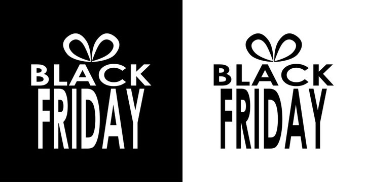Logotipo BLACK FRIDAY en regalo negro y blanco