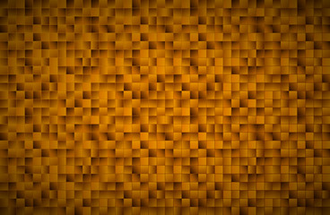 Modern vector golden mosaic pattern, gold squares with shadows